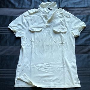 RL Black Label White Epaulette Stretch Mesh Polo